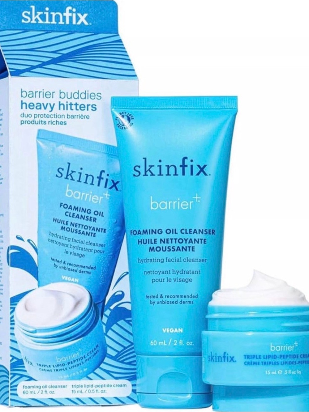 Skinfix Barrier Buddies Heavy Hitters, oil cleanser and triple lipid cream, NEW